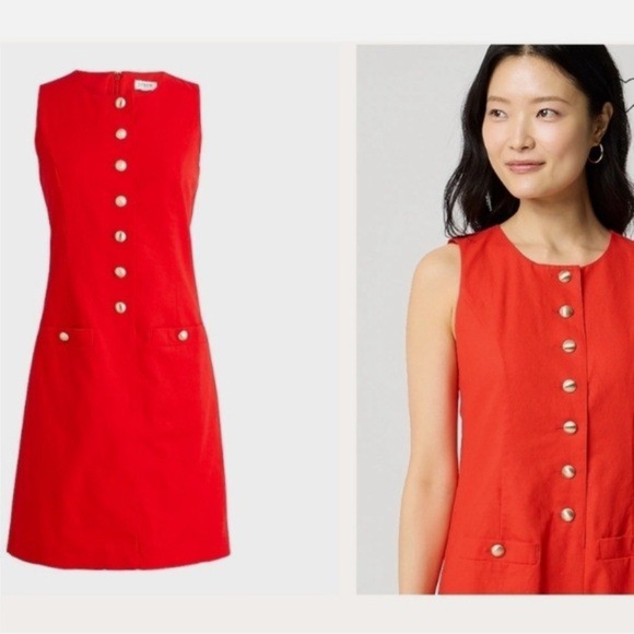 J Crew Dress 4 Linen Red - Picture 11 of 11